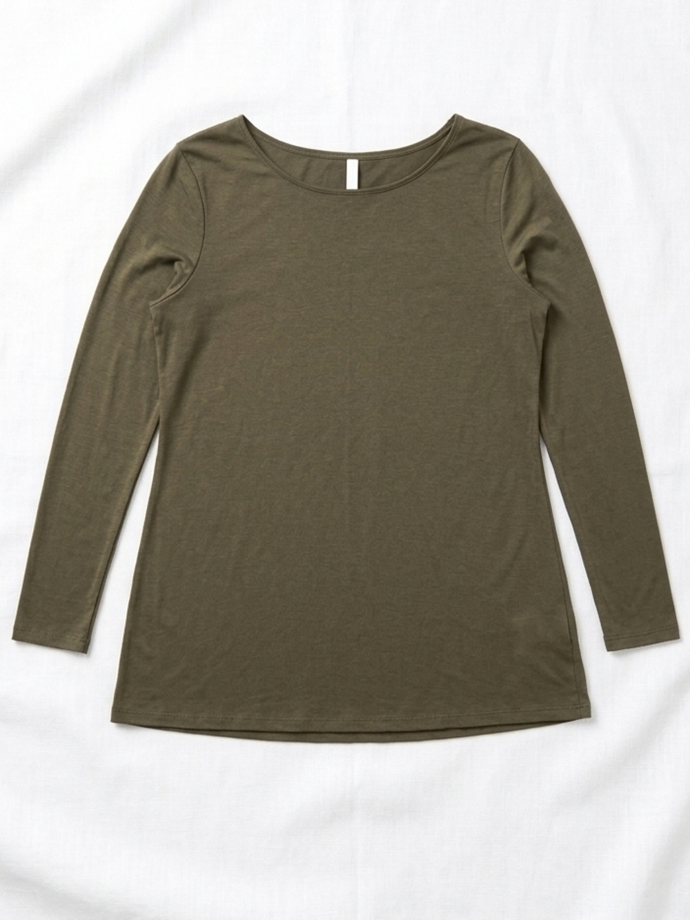 Everyday Scoop Neck Long-Sleeve Top - Olive Green